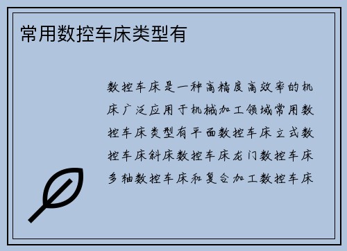 常用数控车床类型有